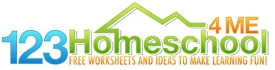 123 Homeschool 4 Me logo with text: Free worksheets and ideas to make learning fun