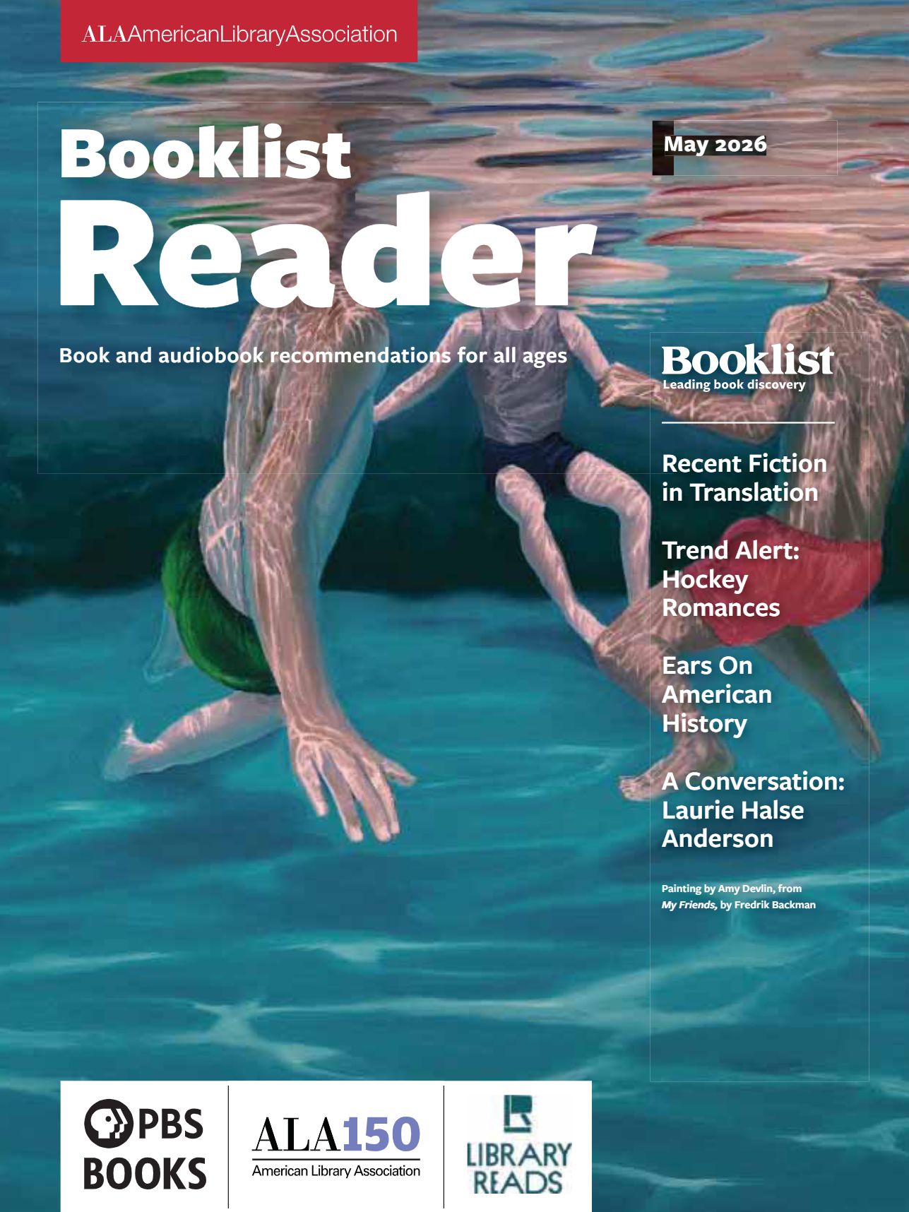 Booklist Reader cover page with text: Book and audiobook recommendations for all ages